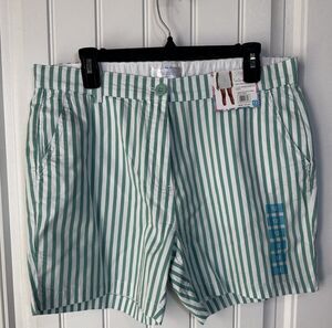 BNWT Stella Parker Collection Summer Green White Stripes Womens Shorts Size 12